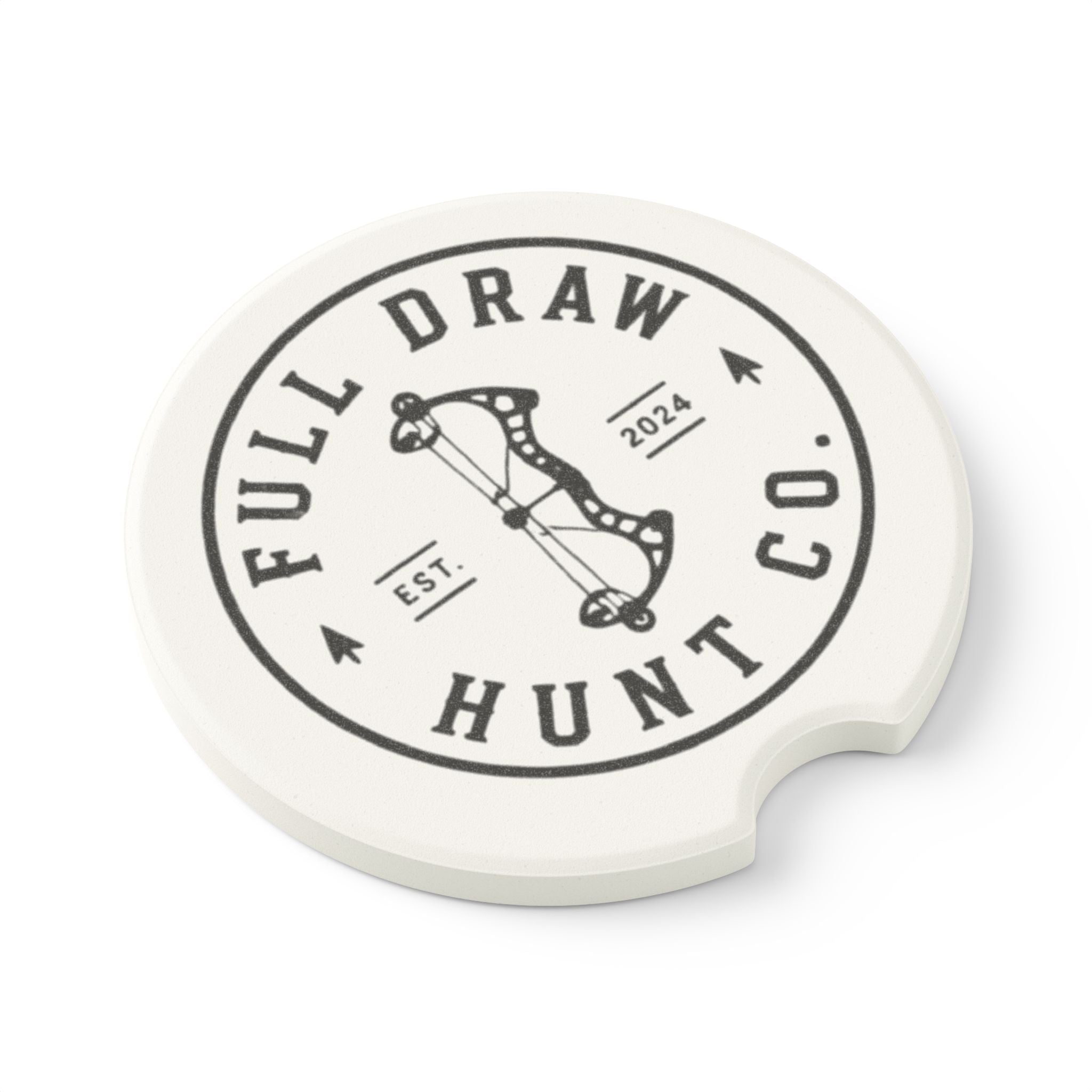 Full Draw Hunt Co. Soapstone Car Coaster — Archery Logo Car Drink Holder