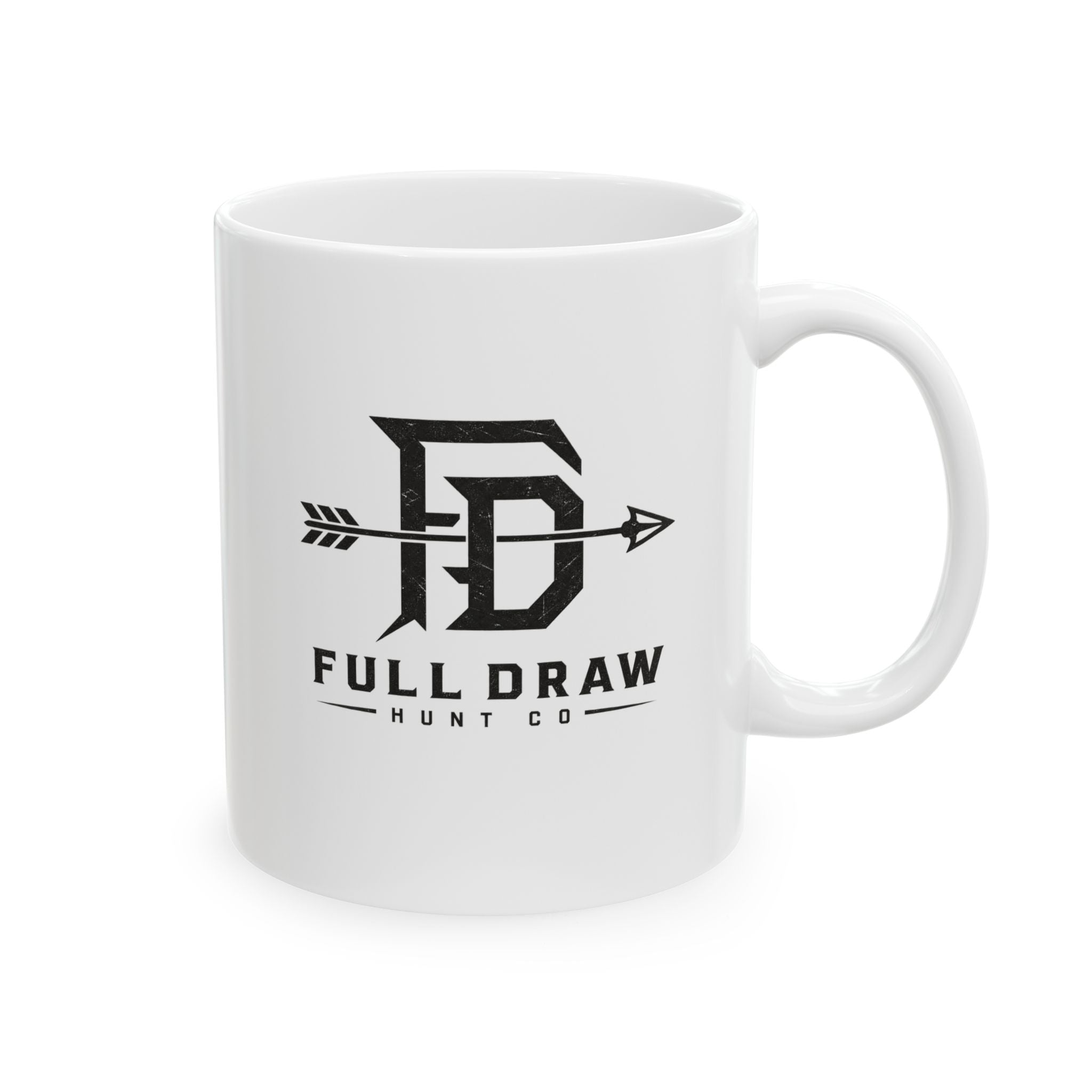 Hunting Logo Ceramic Mug (11oz & 15oz) — Full Draw Arrow Emblem