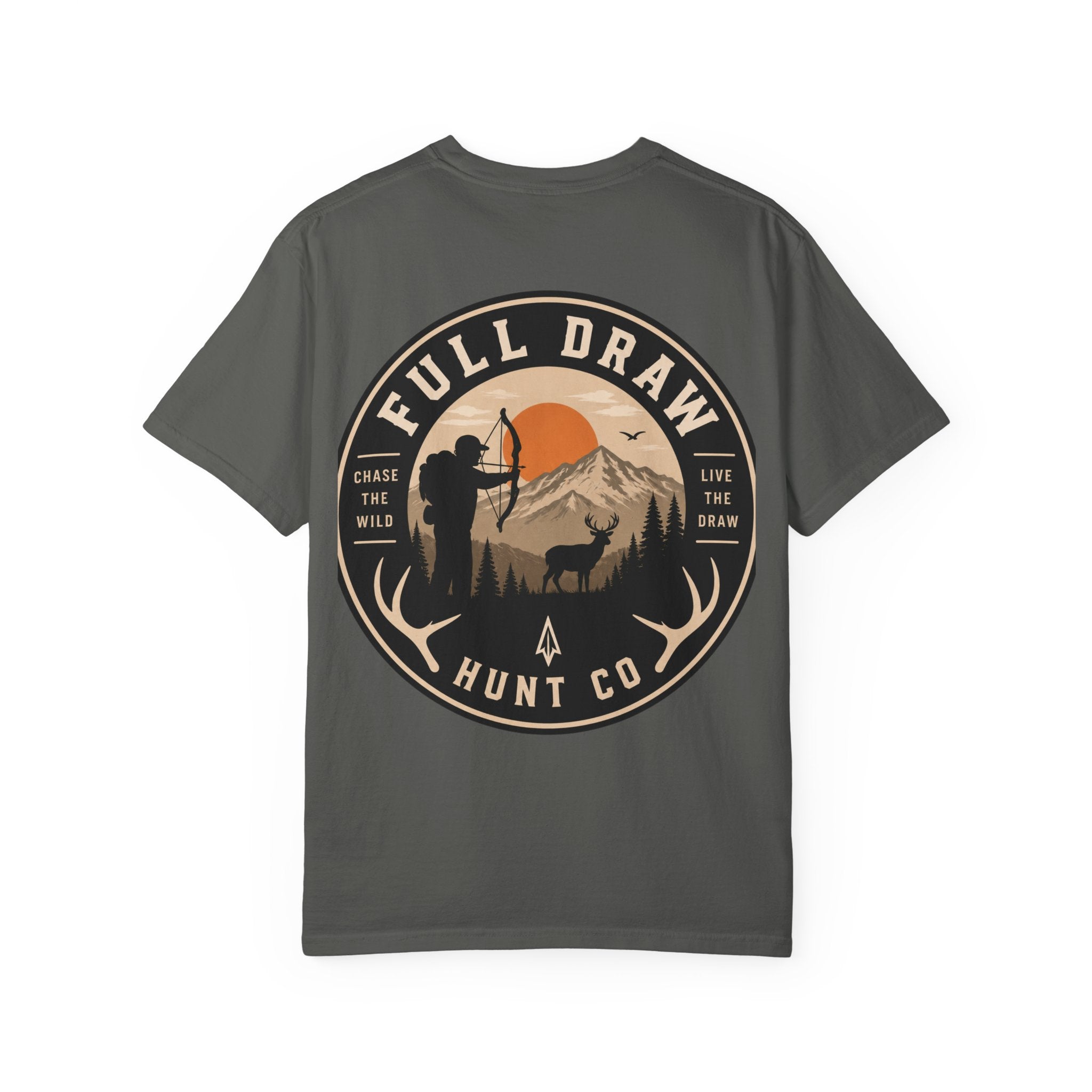 Full Draw Outfitters Hunter Graphic T-Shirt — Backcountry Sunset Hunting Tee
