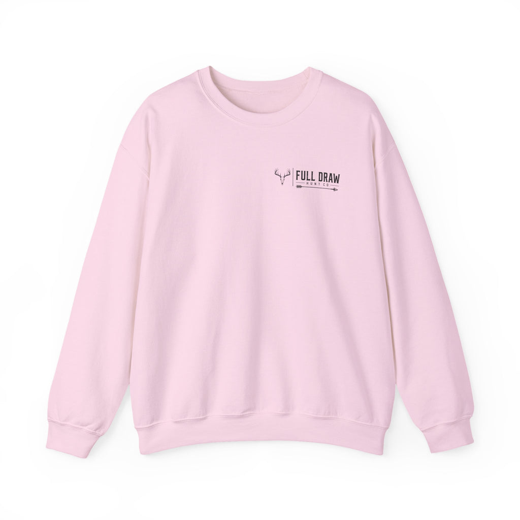 Hunting Crewneck Sweatshirt – "Full Draw Hunt Co." Mountain Sunrise Design