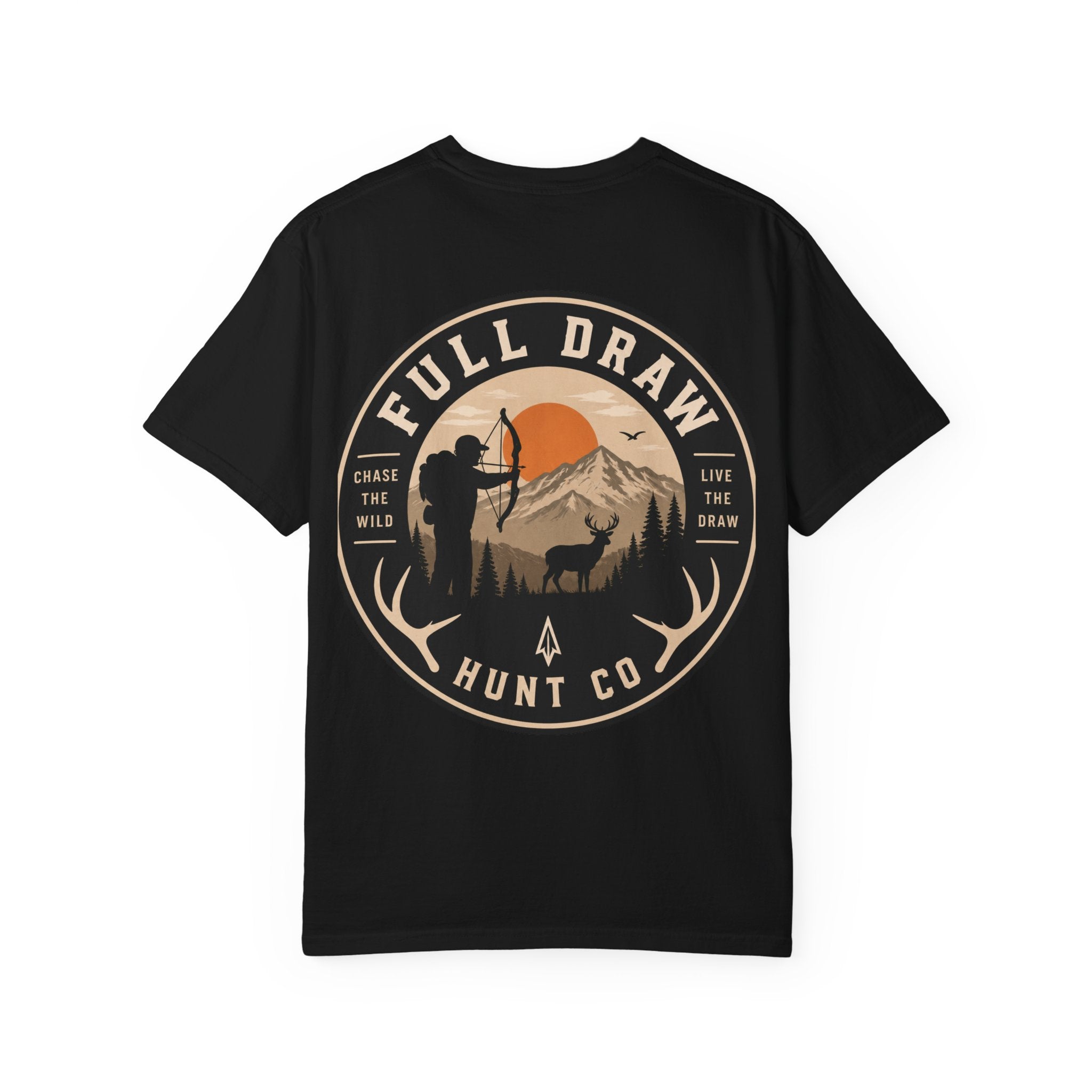 Full Draw Outfitters Hunter Graphic T-Shirt — Backcountry Sunset Hunting Tee