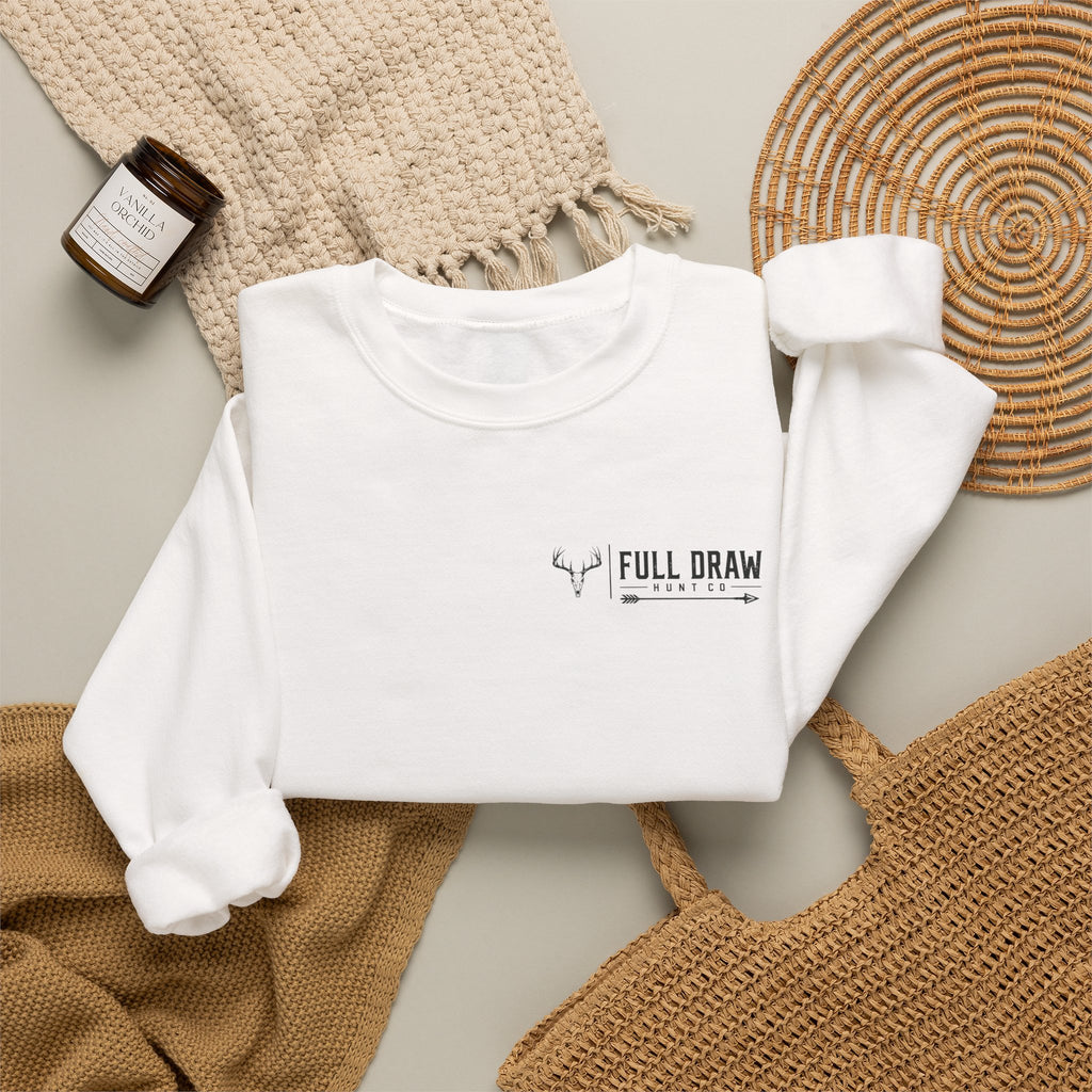 Hunting Crewneck Sweatshirt – "Full Draw Hunt Co." Mountain Sunrise Design