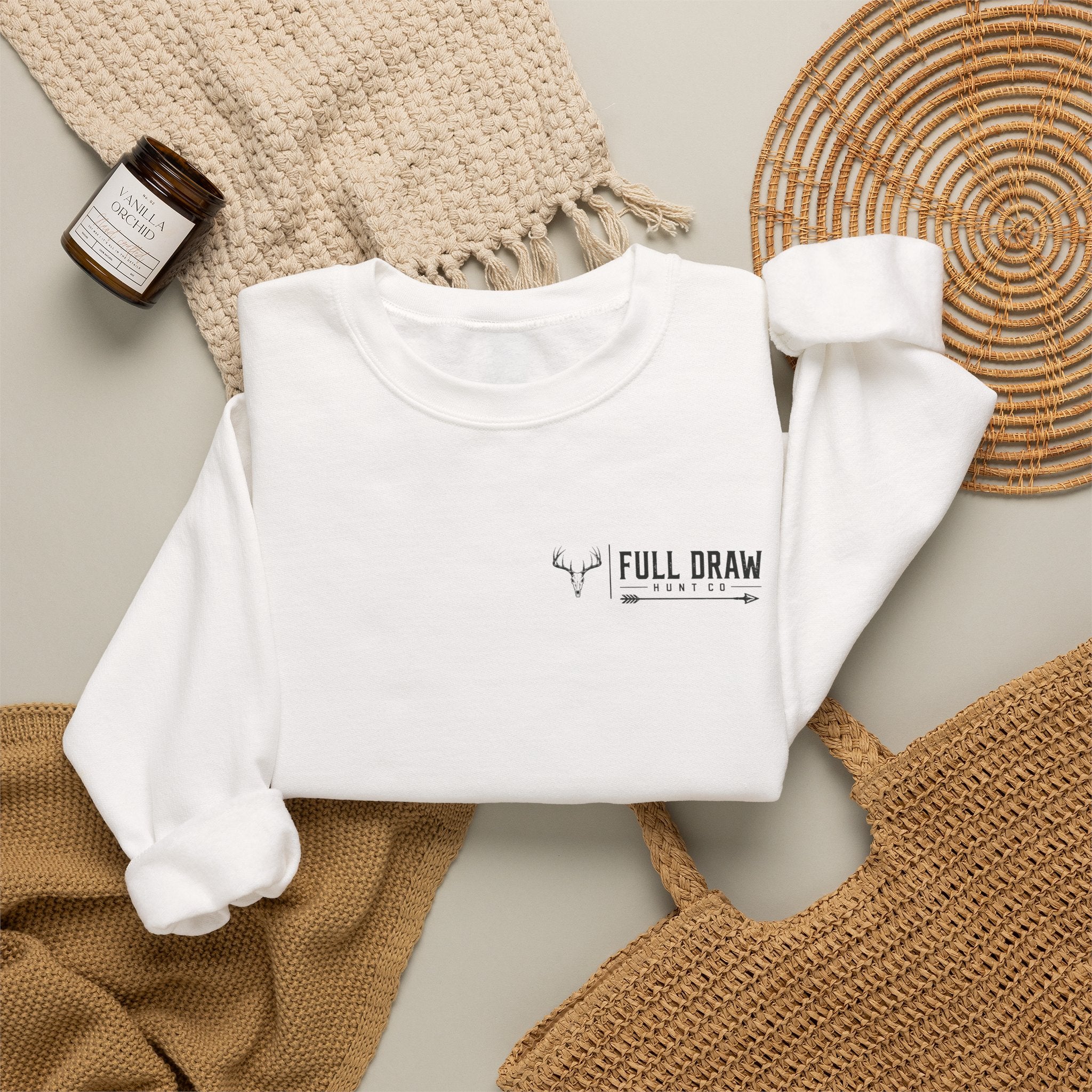 Hunting Crewneck Sweatshirt – "Full Draw Hunt Co." Mountain Sunrise Design