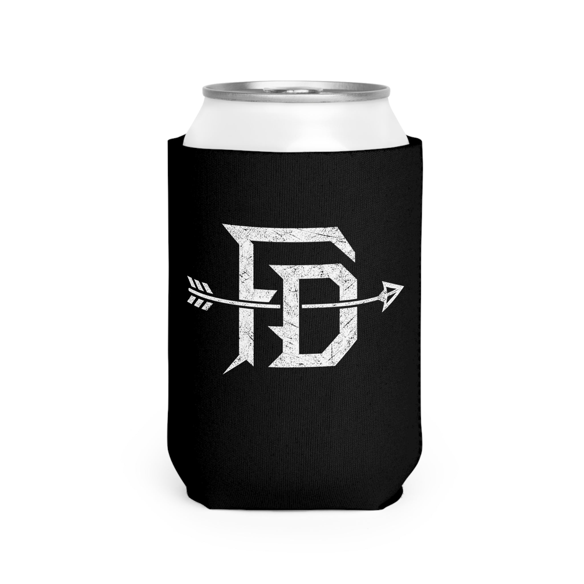 Can Cooler — Distressed Arrow Monogram Koozie (Initial D)