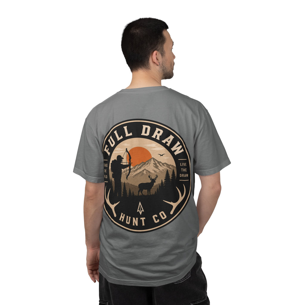 Full Draw Outfitters Hunter Graphic T-Shirt — Backcountry Sunset Hunting Tee