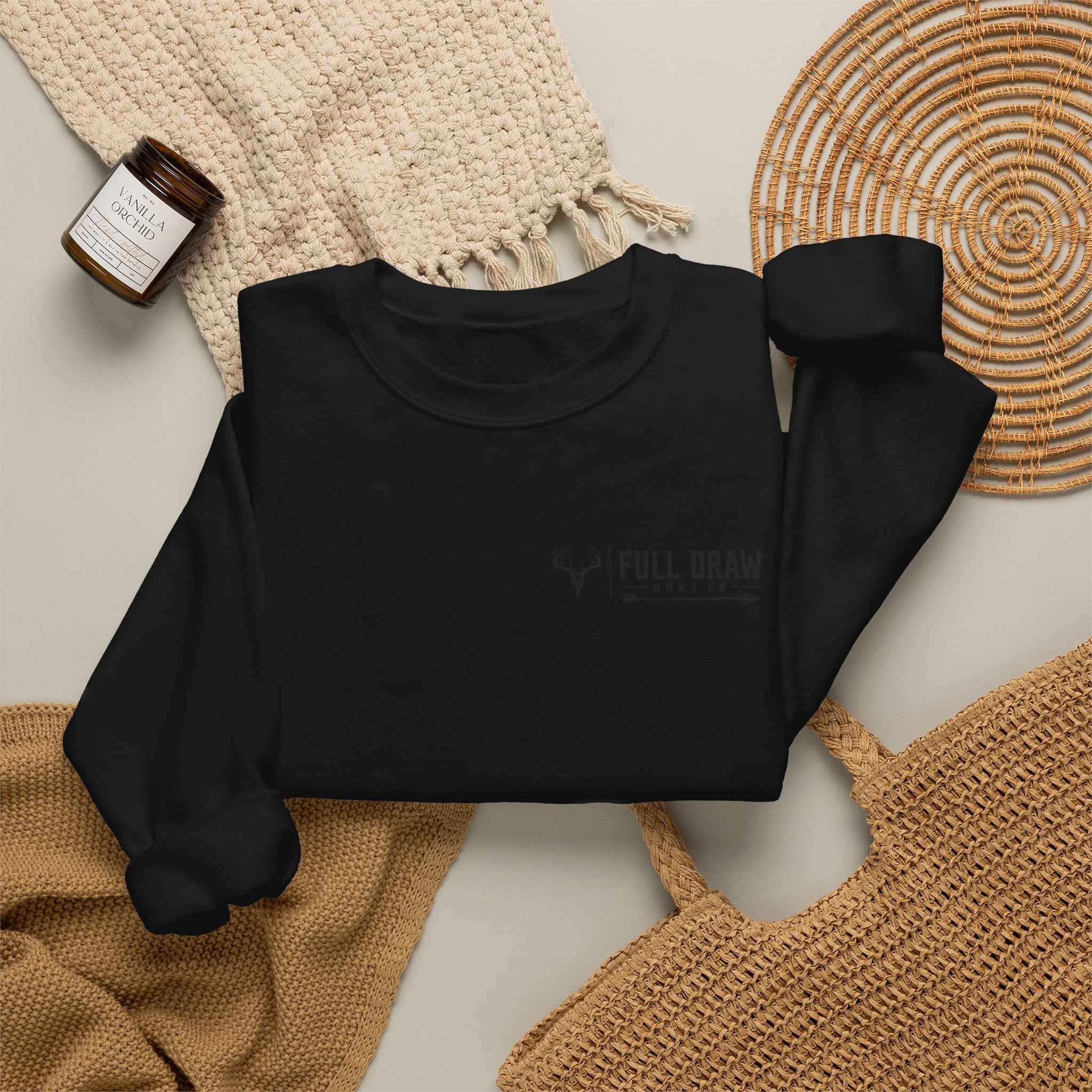 Hunting Crewneck Sweatshirt – "Full Draw Hunt Co." Mountain Sunrise Design