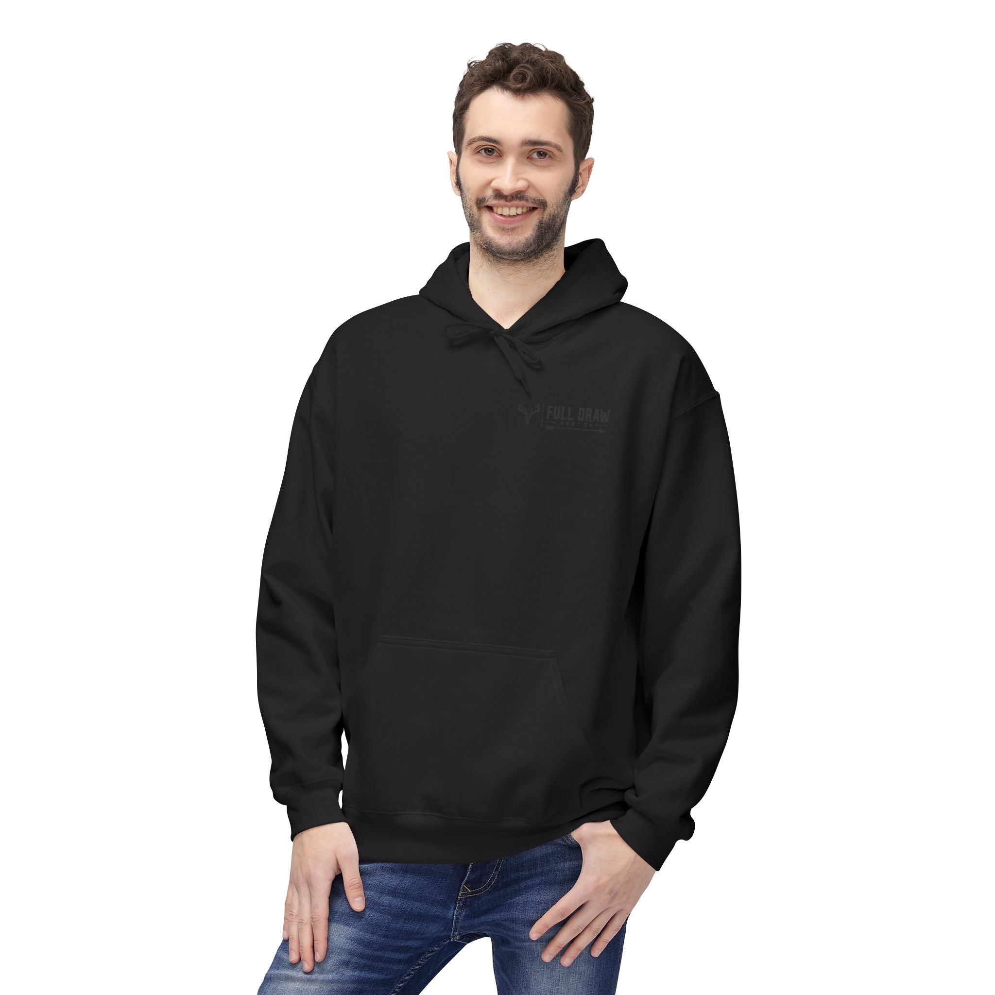 Full Draw Hunt Co. Hoodie — Retro Mountain Deer Hunting Pullover