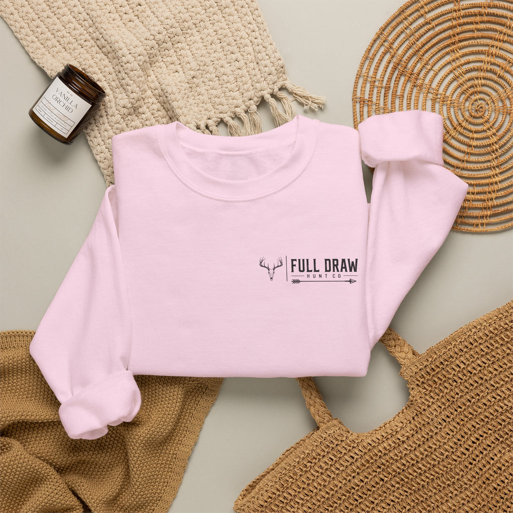 Hunting Crewneck Sweatshirt – "Full Draw Hunt Co." Mountain Sunrise Design