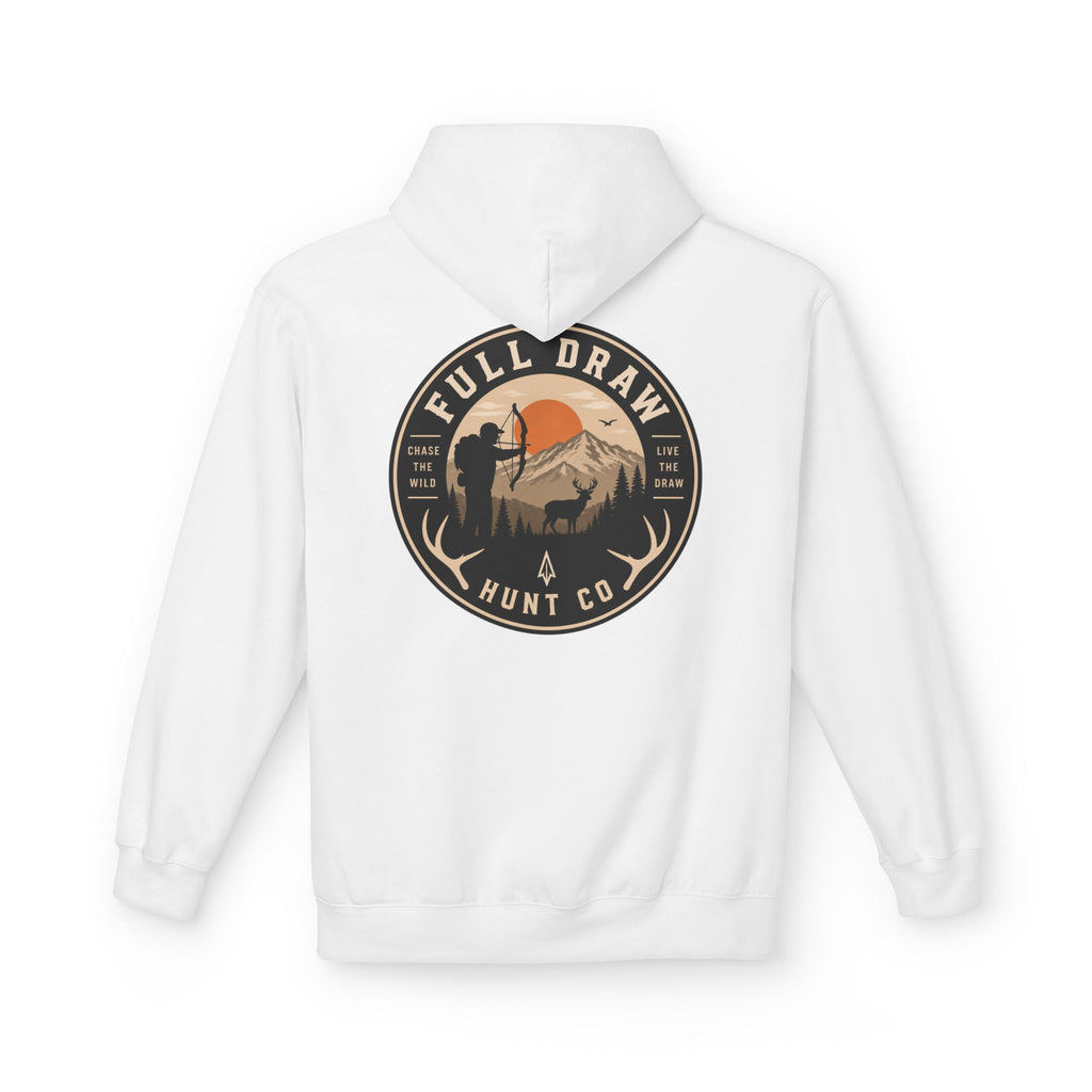 Full Draw Hunt Co. Hoodie — Retro Mountain Deer Hunting Pullover