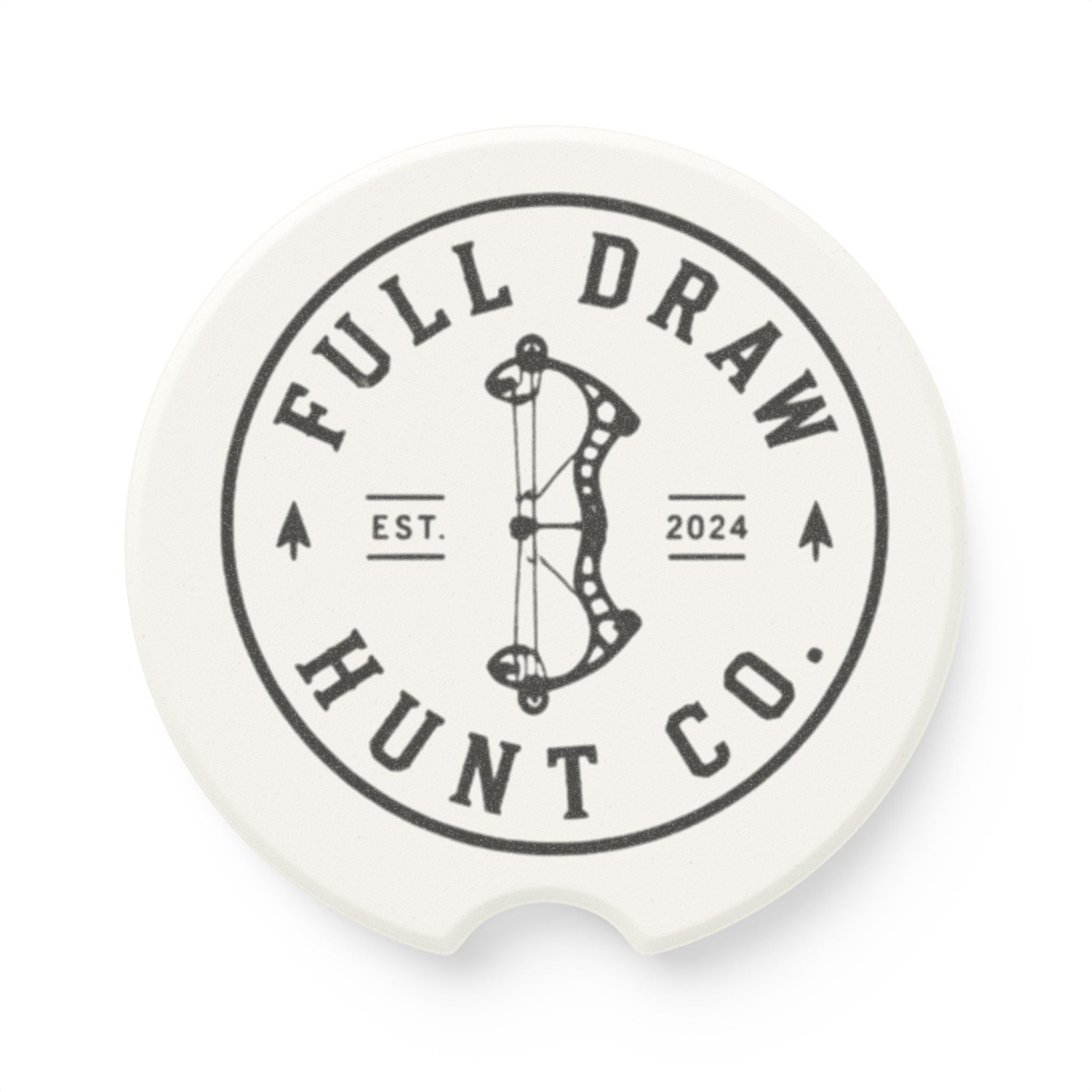 Full Draw Hunt Co. Soapstone Car Coaster — Archery Logo Car Drink Holder