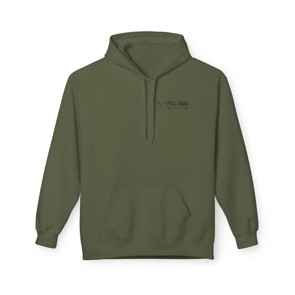Full Draw Hunt Co. Hoodie — Retro Mountain Deer Hunting Pullover