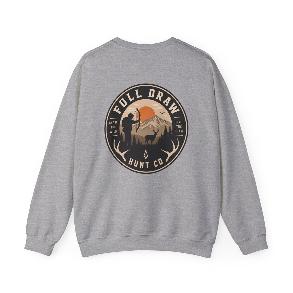 Hunting Crewneck Sweatshirt – "Full Draw Hunt Co." Mountain Sunrise Design
