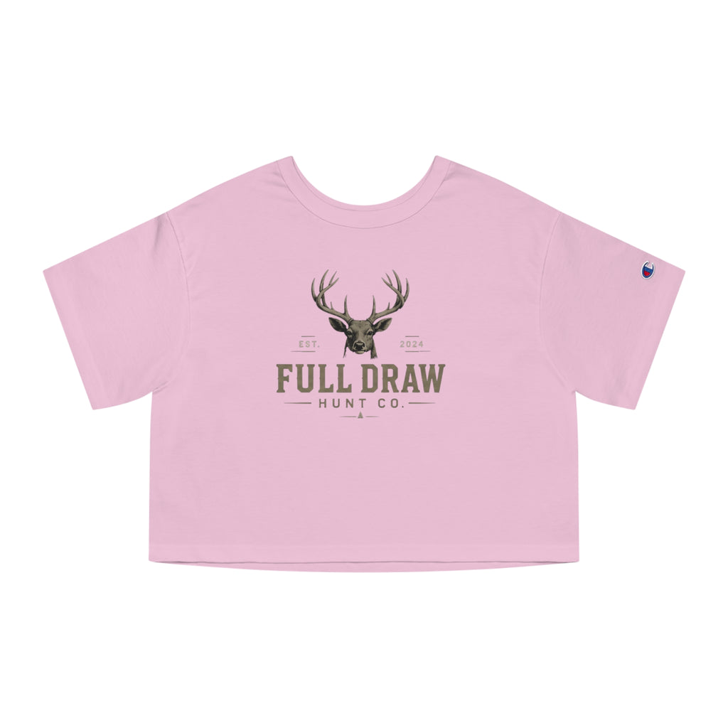 Full Draw Hunt Co. Women's Cropped T-Shirt — Deer Hunting Vintage Logo