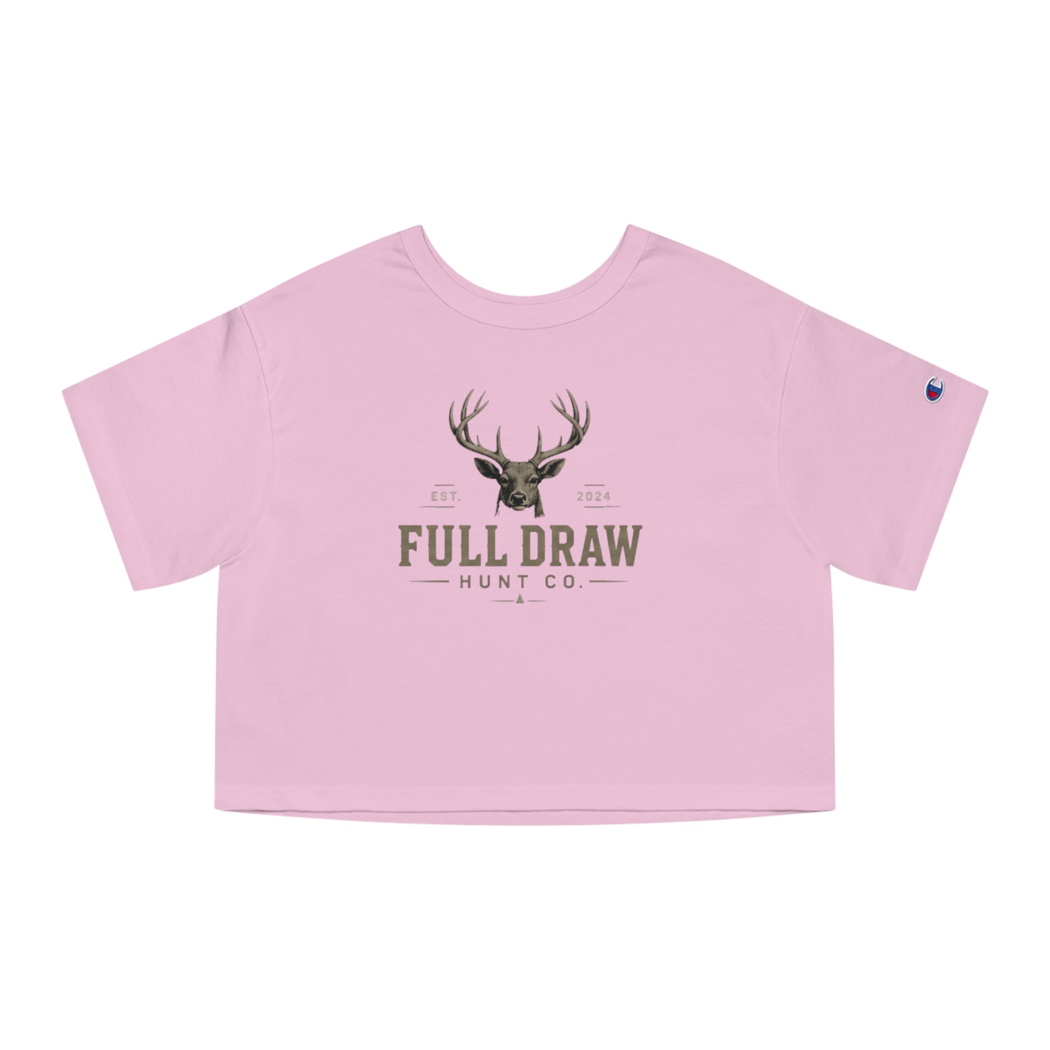 Full Draw Hunt Co. Women's Cropped T-Shirt — Deer Hunting Vintage Logo