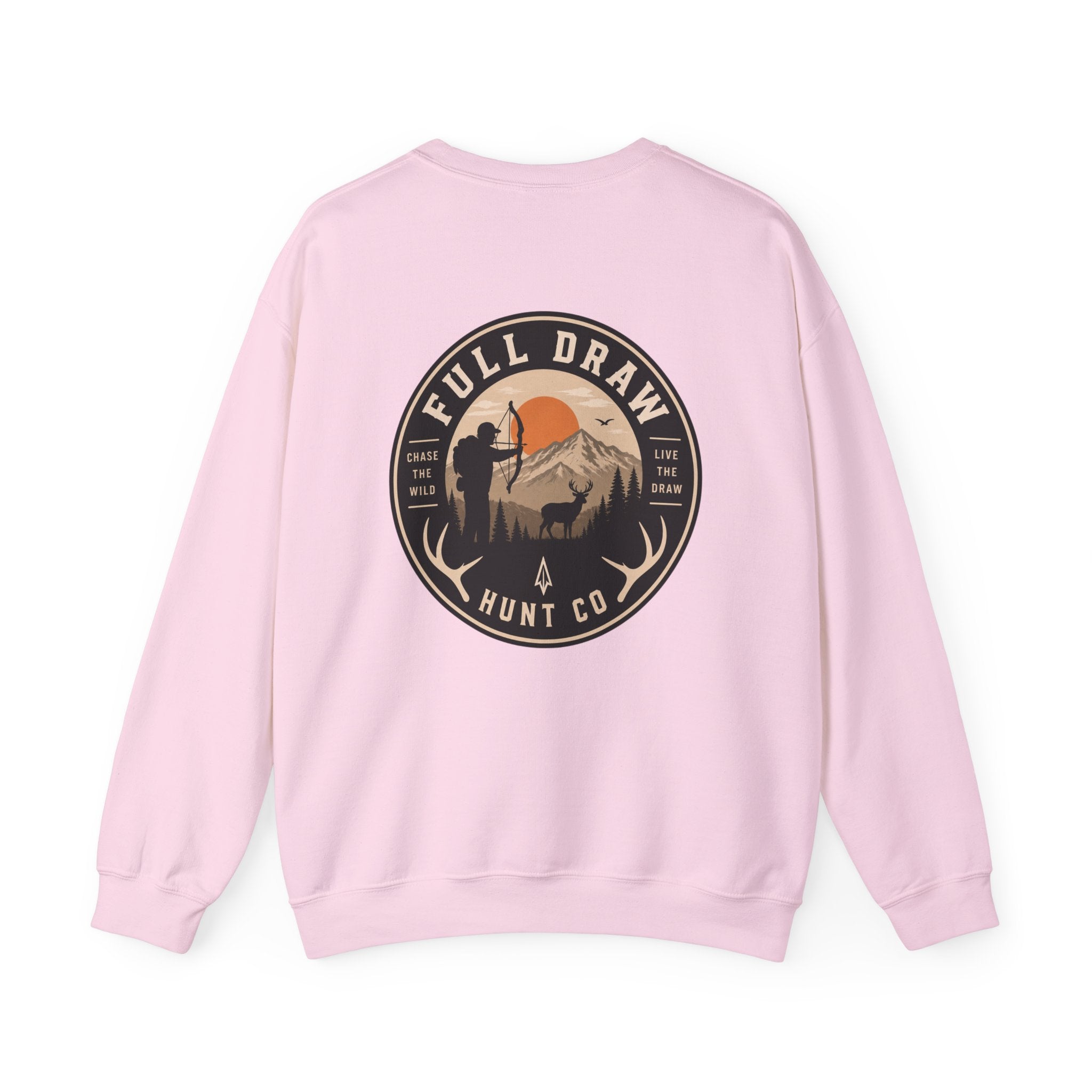 Hunting Crewneck Sweatshirt – "Full Draw Hunt Co." Mountain Sunrise Design