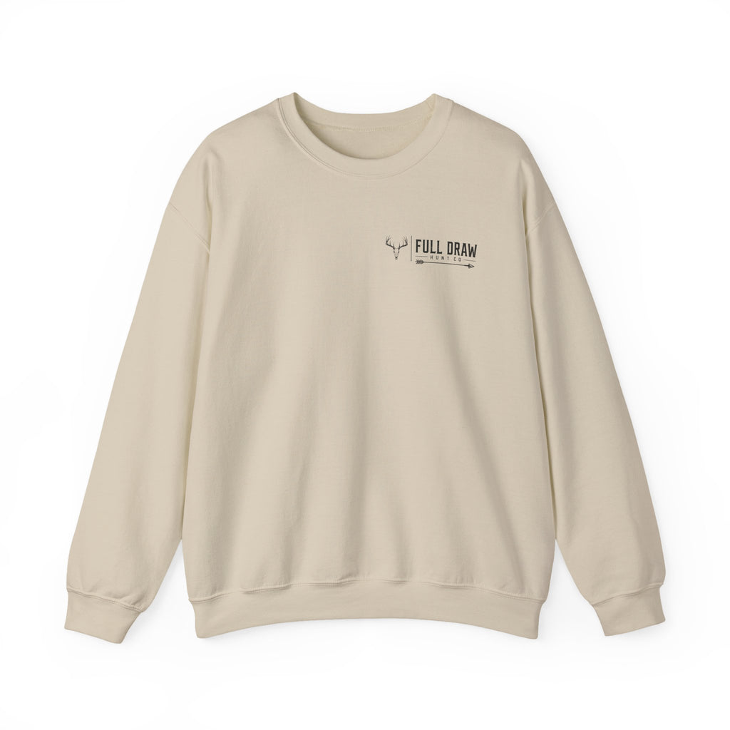 Hunting Crewneck Sweatshirt – "Full Draw Hunt Co." Mountain Sunrise Design