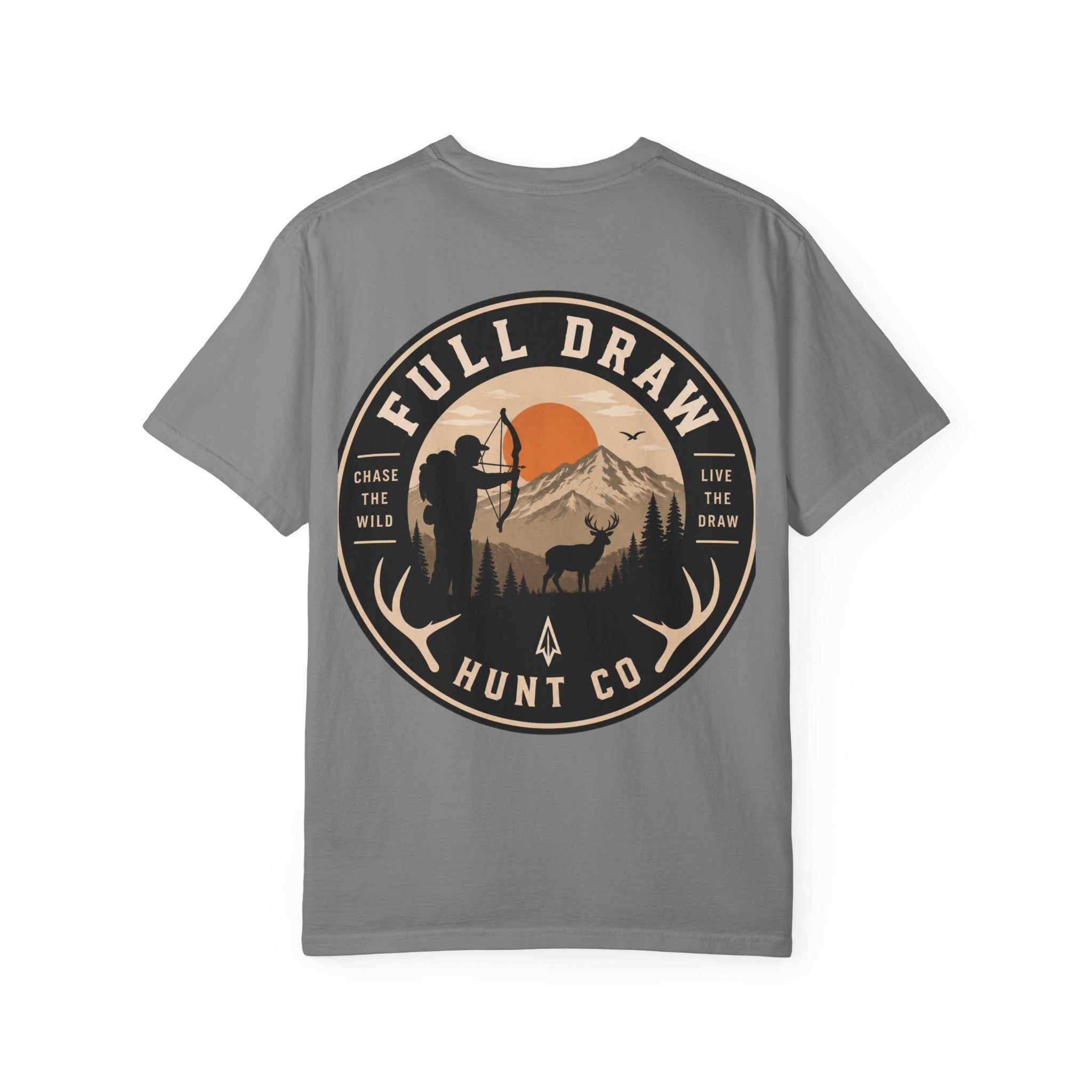 Full Draw Outfitters Hunter Graphic T-Shirt — Backcountry Sunset Hunting Tee
