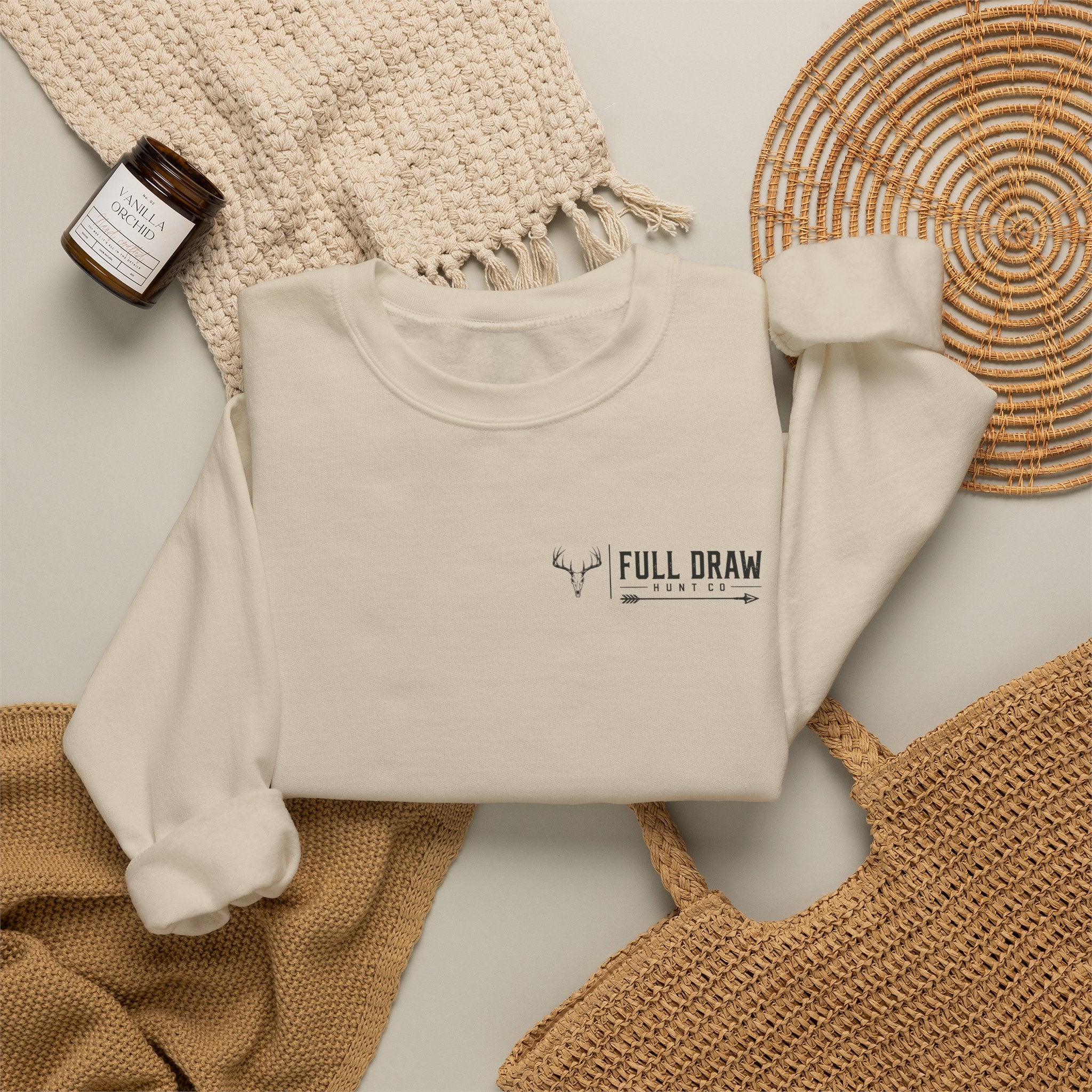 Hunting Crewneck Sweatshirt – "Full Draw Hunt Co." Mountain Sunrise Design