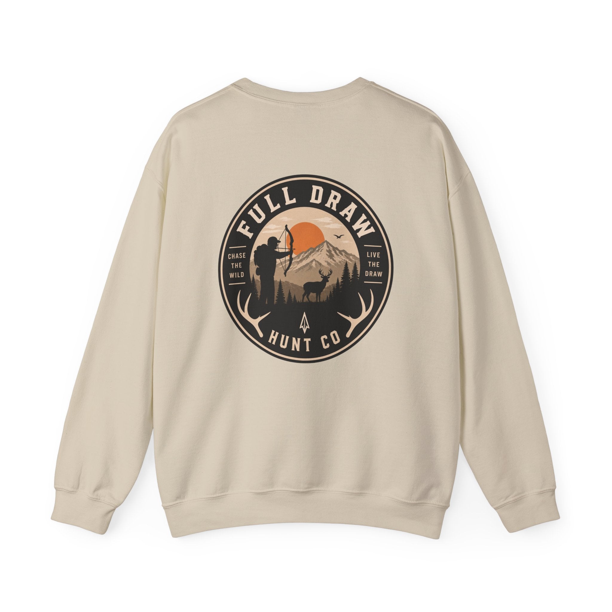 Hunting Crewneck Sweatshirt – "Full Draw Hunt Co." Mountain Sunrise Design