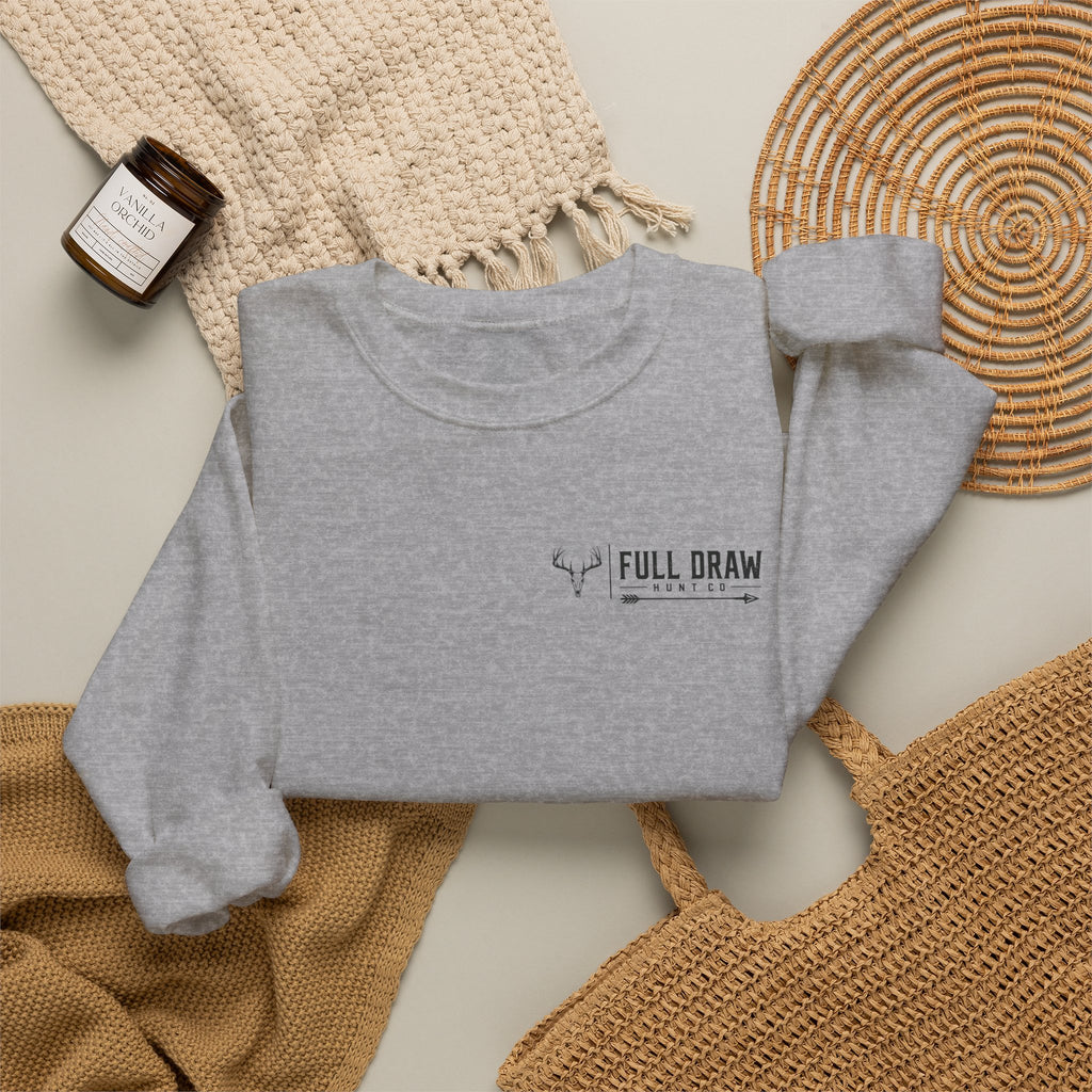 Hunting Crewneck Sweatshirt – "Full Draw Hunt Co." Mountain Sunrise Design
