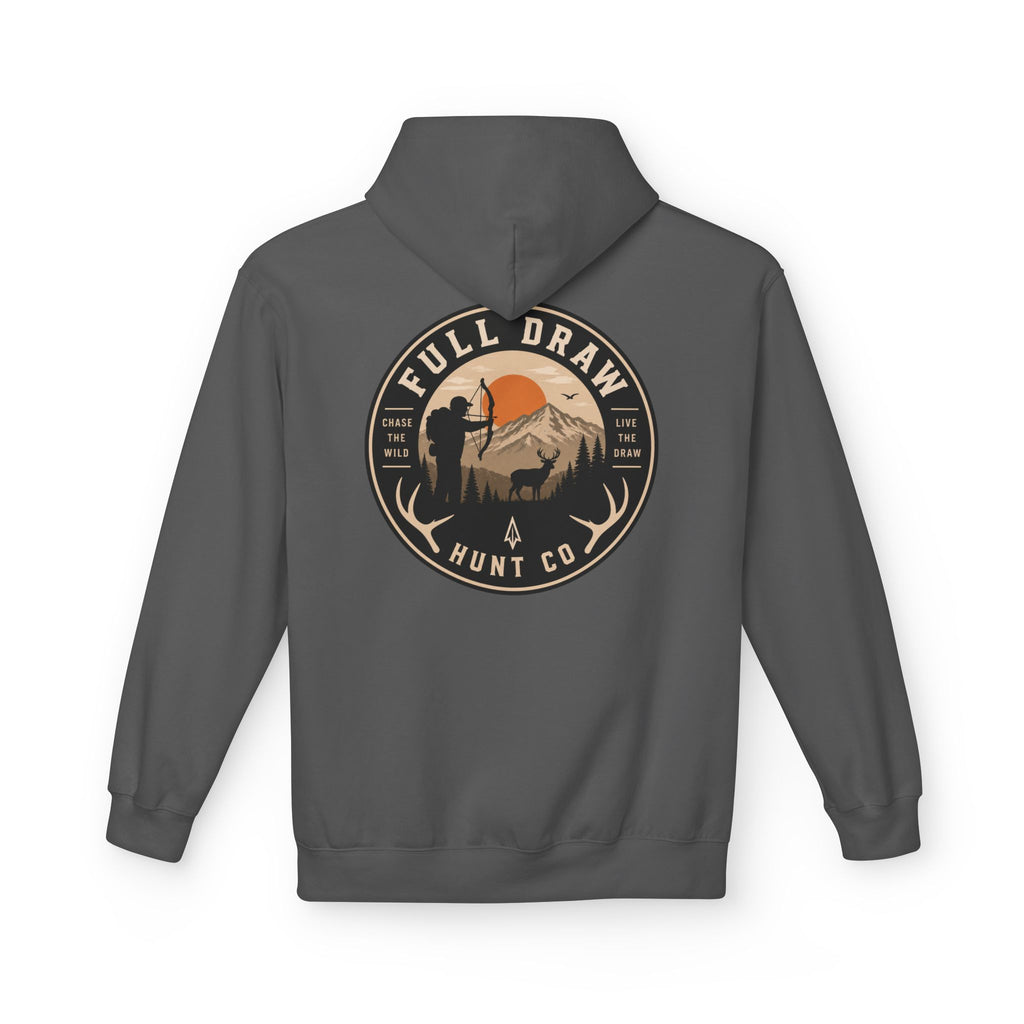 Full Draw Hunt Co. Hoodie — Retro Mountain Deer Hunting Pullover