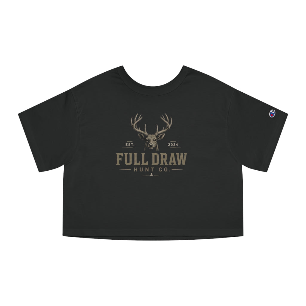 Full Draw Hunt Co. Women's Cropped T-Shirt — Deer Hunting Vintage Logo