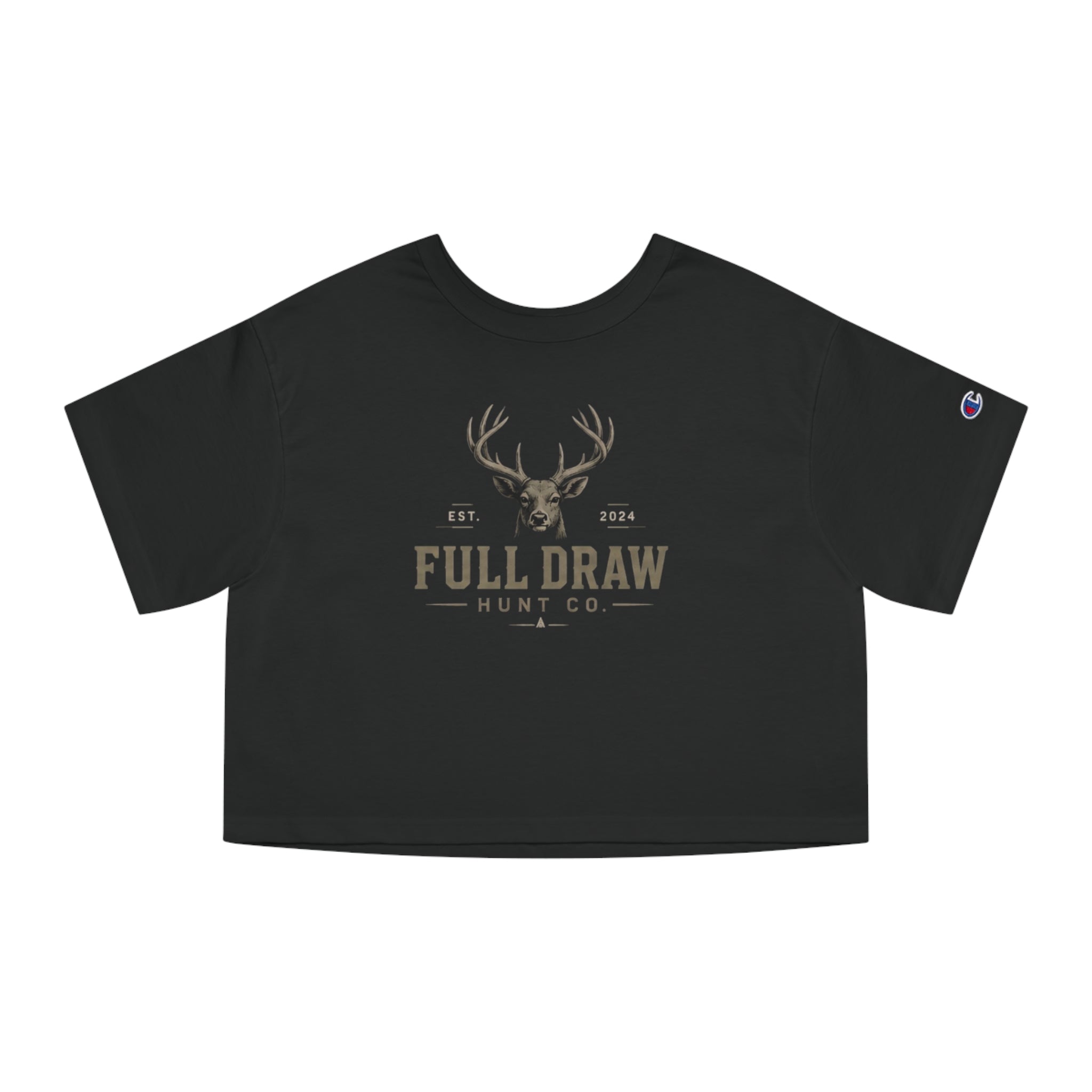 Full Draw Hunt Co. Women's Cropped T-Shirt — Deer Hunting Vintage Logo