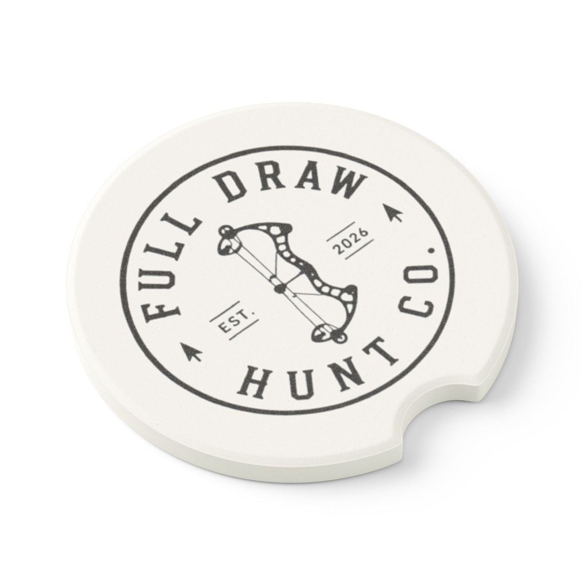 Full Draw Hunt Co. Soapstone Car Coaster — Archery Logo Car Drink Holder