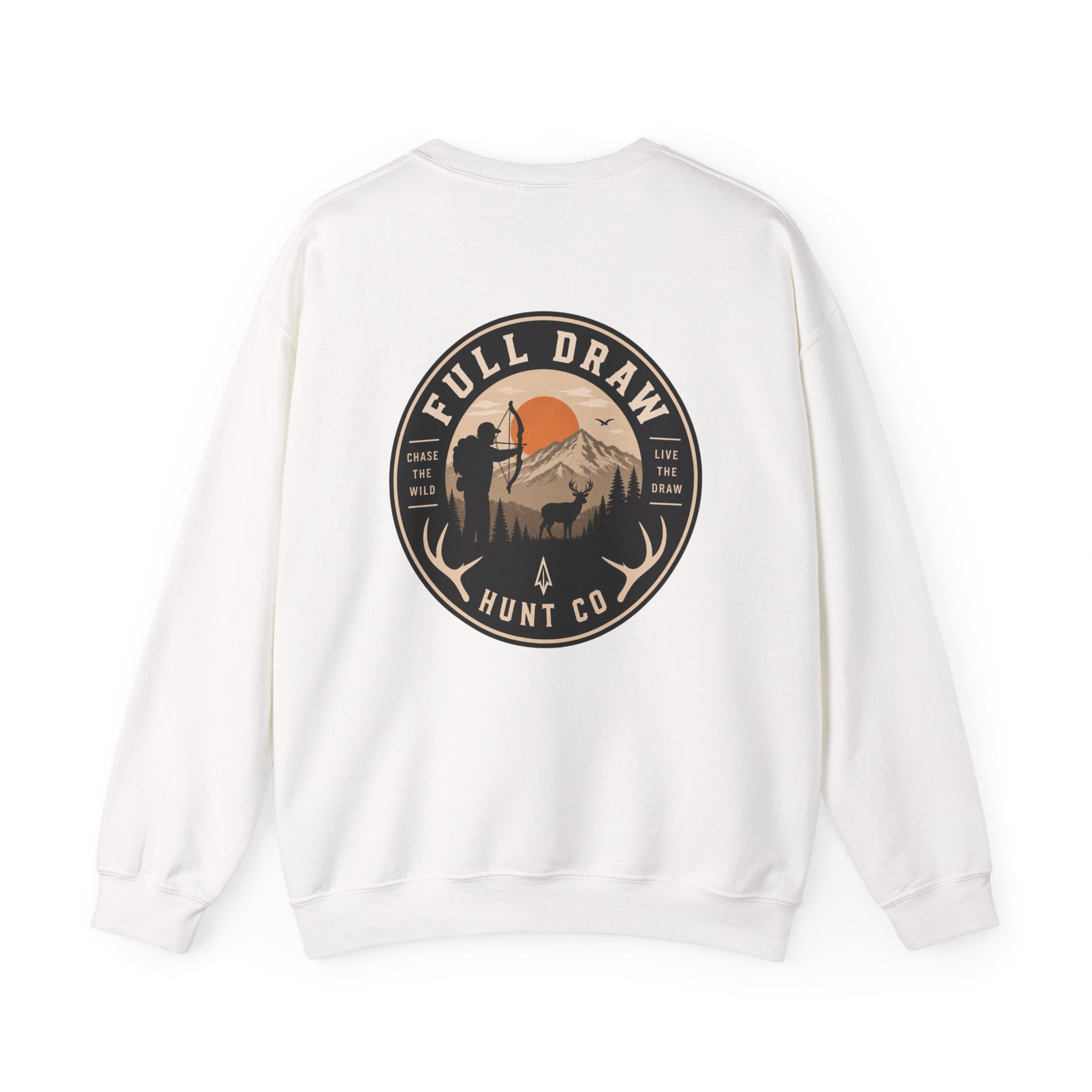 Hunting Crewneck Sweatshirt – "Full Draw Hunt Co." Mountain Sunrise Design