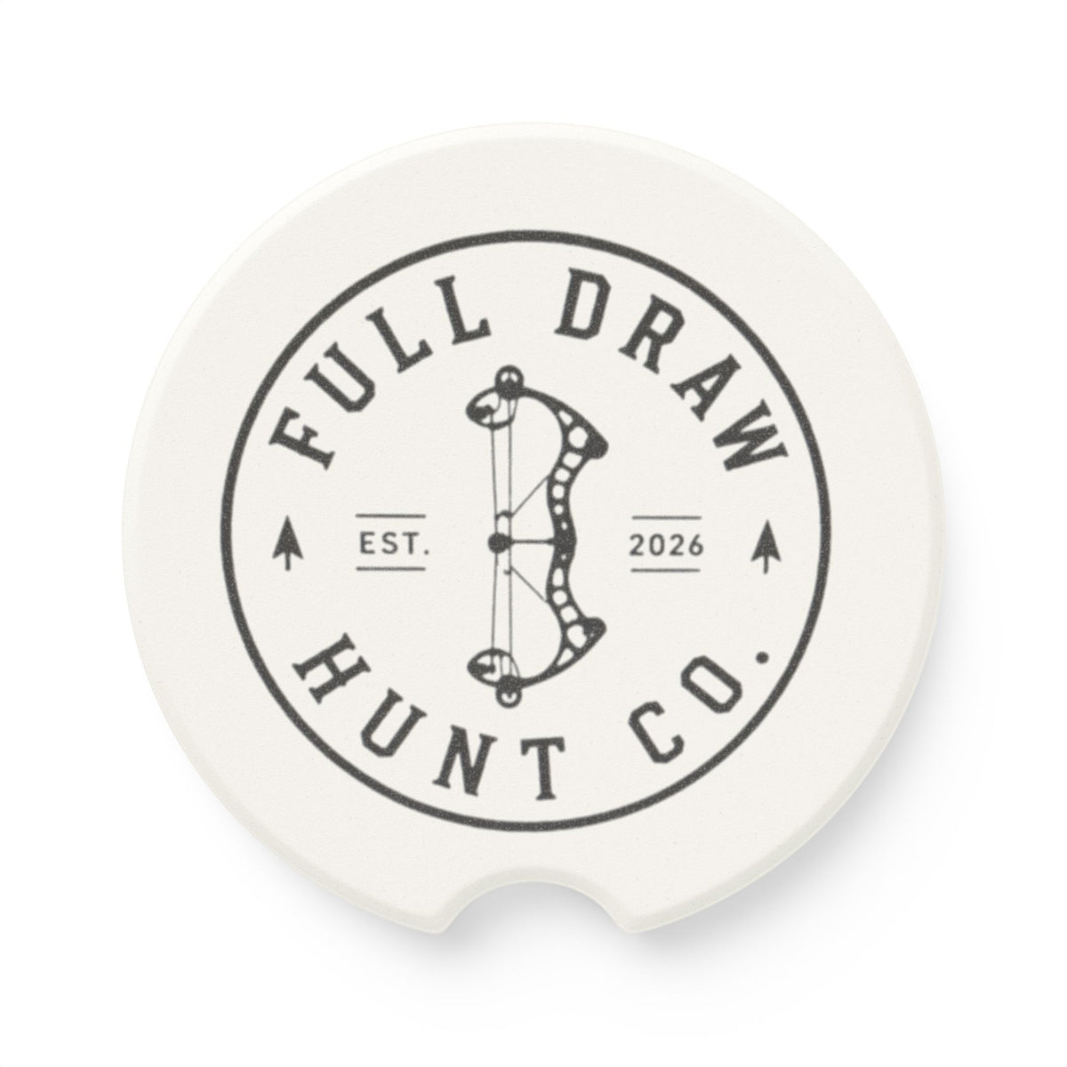 Full Draw Hunt Co. Soapstone Car Coaster — Archery Logo Car Drink Holder