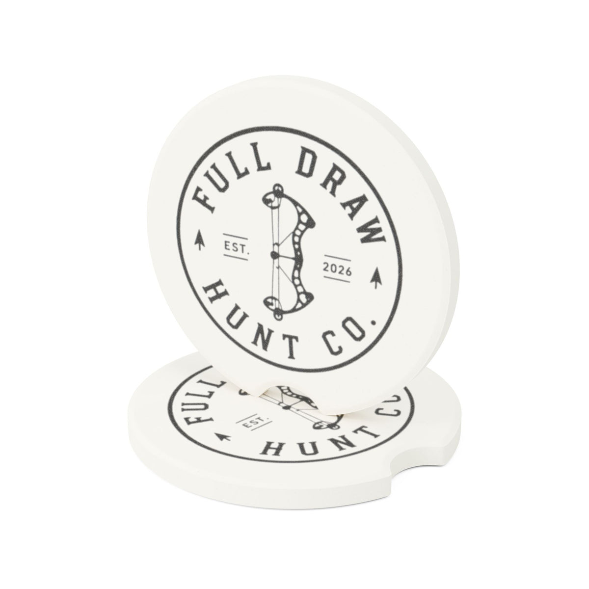 Full Draw Hunt Co. Soapstone Car Coaster — Archery Logo Car Drink Holder