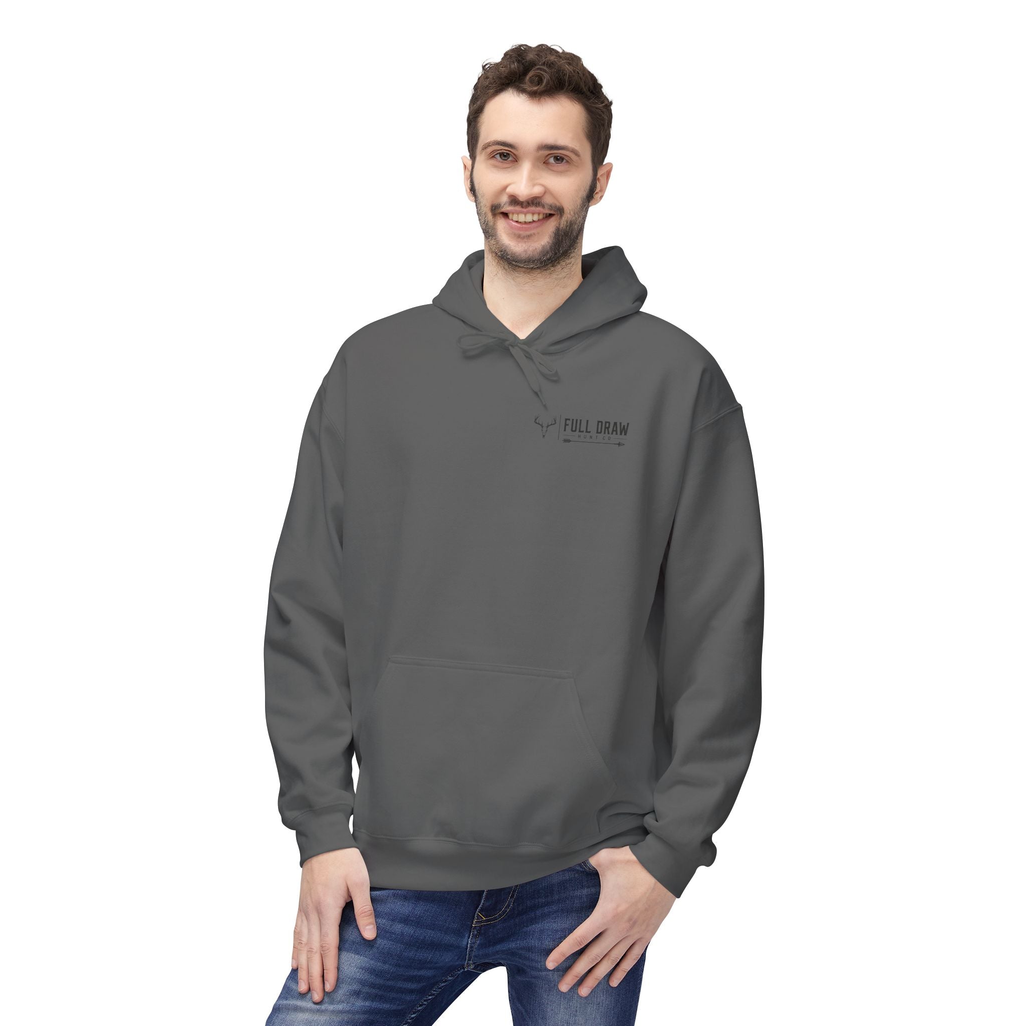 Full Draw Hunt Co. Hoodie — Retro Mountain Deer Hunting Pullover