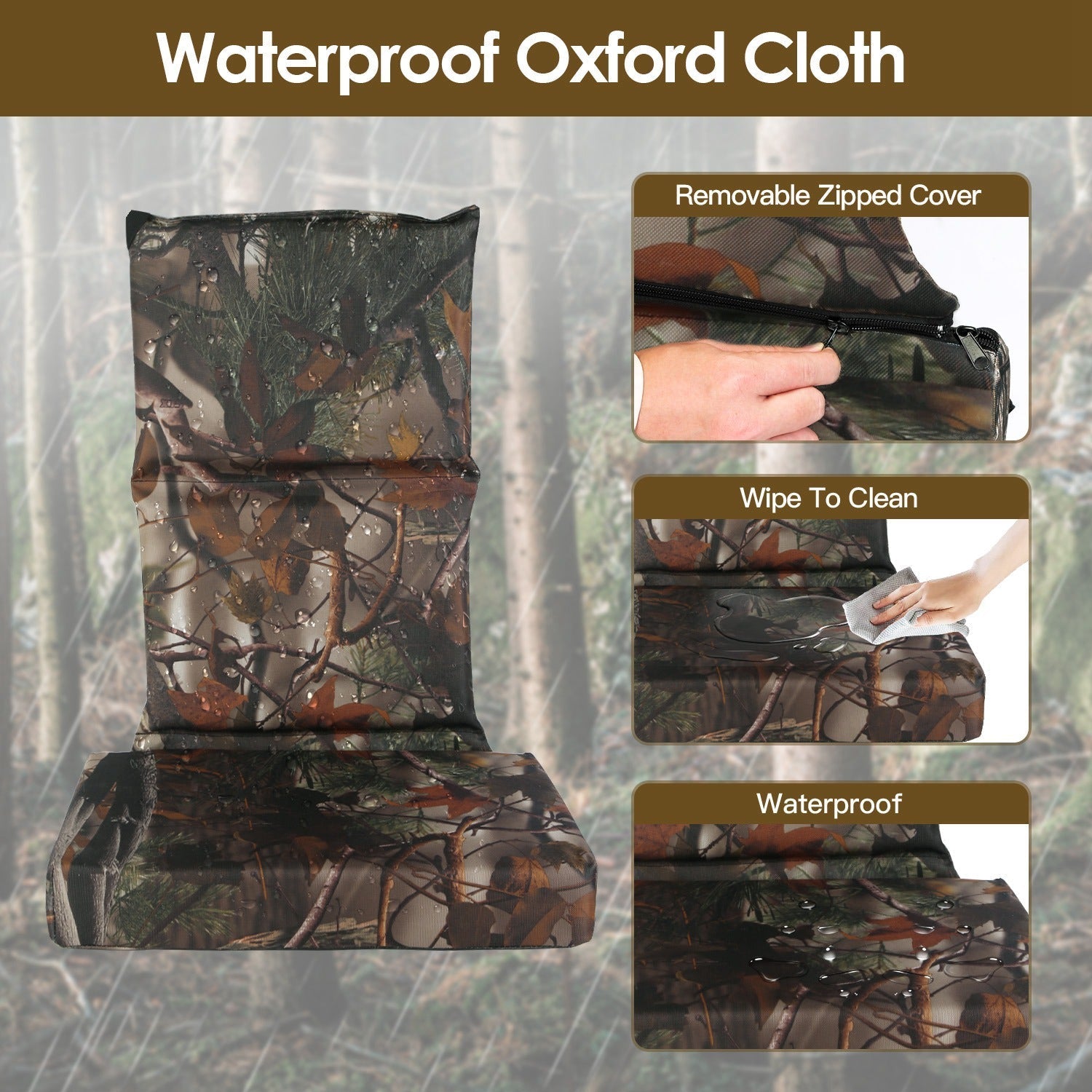 Foldable Tree Stand Seat Replacement Camouflage Waterproof Oxford Cloth Hunting Treestand Seat Cushion For Hunting Climber Deer Ladder